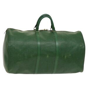 LOUIS VUITTON Epi Keepall 55 Boston Bag Green M42954 LV Auth 123841